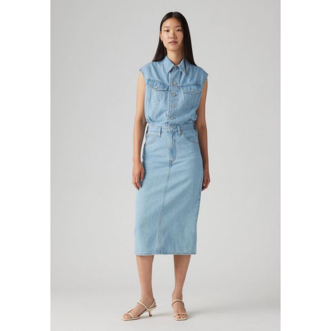 iconic sleeveless denim dress 10oz