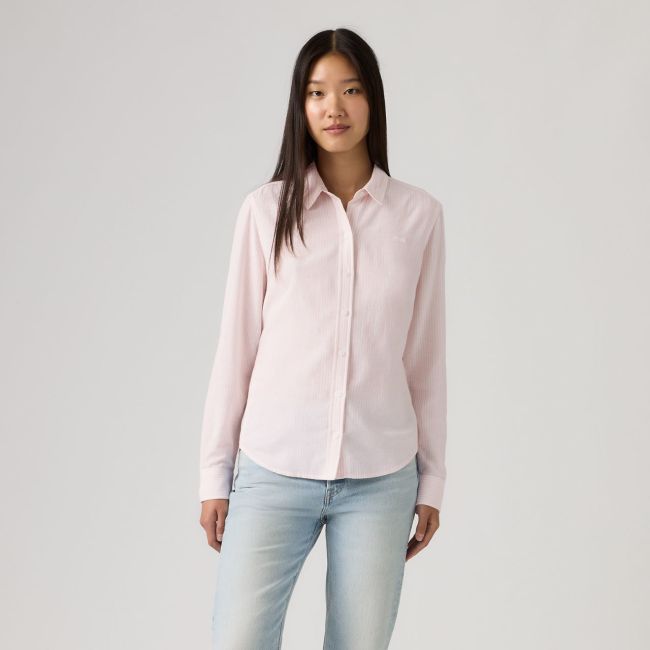 l/s classic bibi stripe shirt Bibi stripe crystal pink