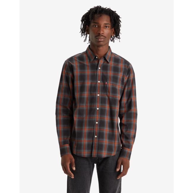 l/s sunset plaid 1 pocket standard shirt