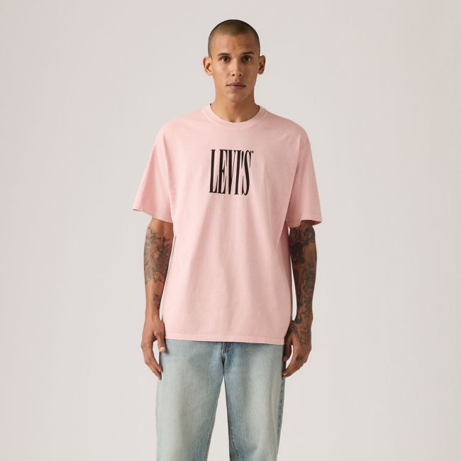 vintage fit stretched serif logo t-shirt Coral blush