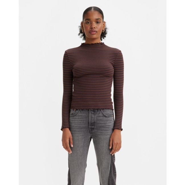 stripe flora mockneck