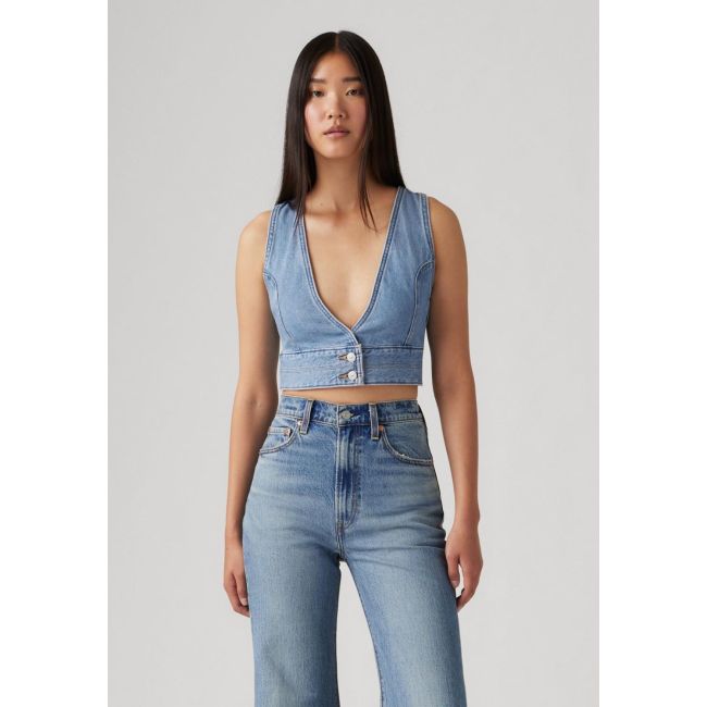 raine denim crop top
