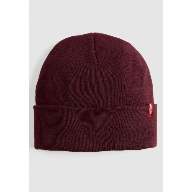 slouchy red tab beanie
