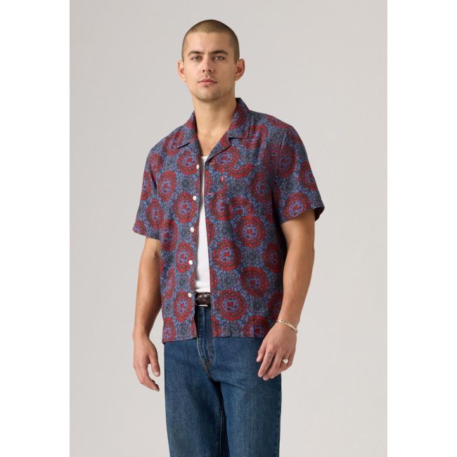 s/s sunset wilder vining geo standard camp shirt Wilder vining geo brick red