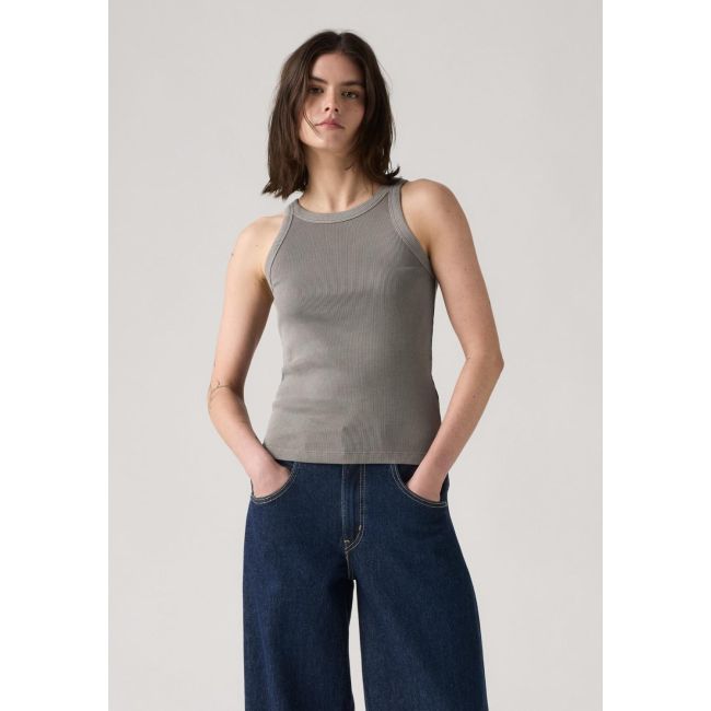 essential racer rib tank top Smoked pearl