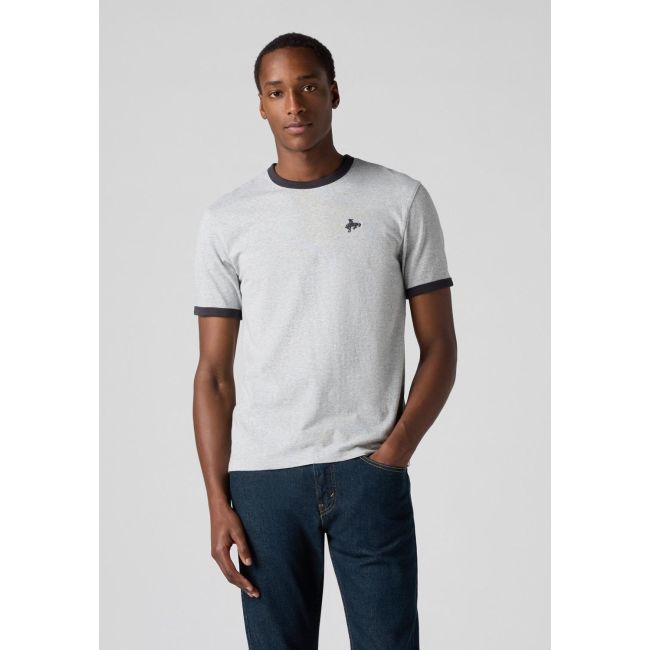 retro emb ringer t-shirt Medium vintage htr grey