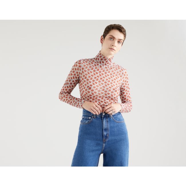 secondskin mockneck tee Small folksy floral whitecap gray