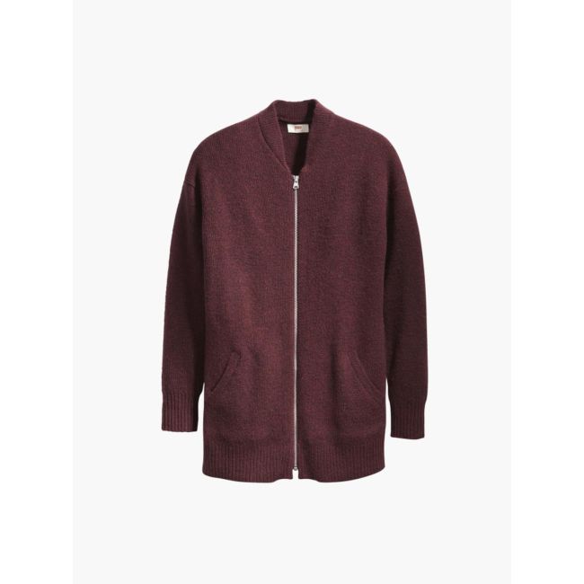 zip front cardigan Merlot