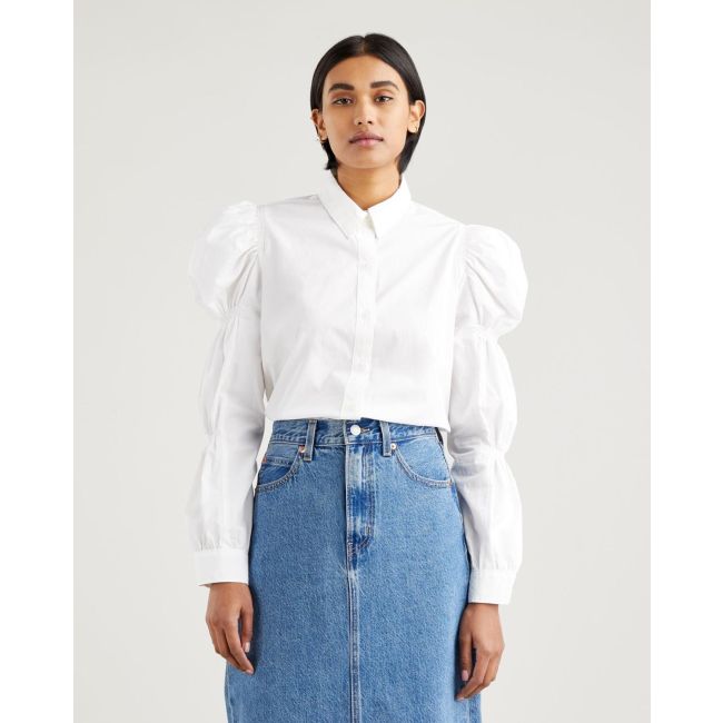 zuma cinched slv blouse Bright white