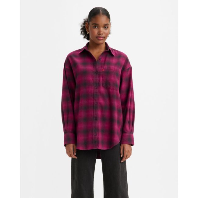 nola lina plaid oversized shirt Lina plaid boysenberry