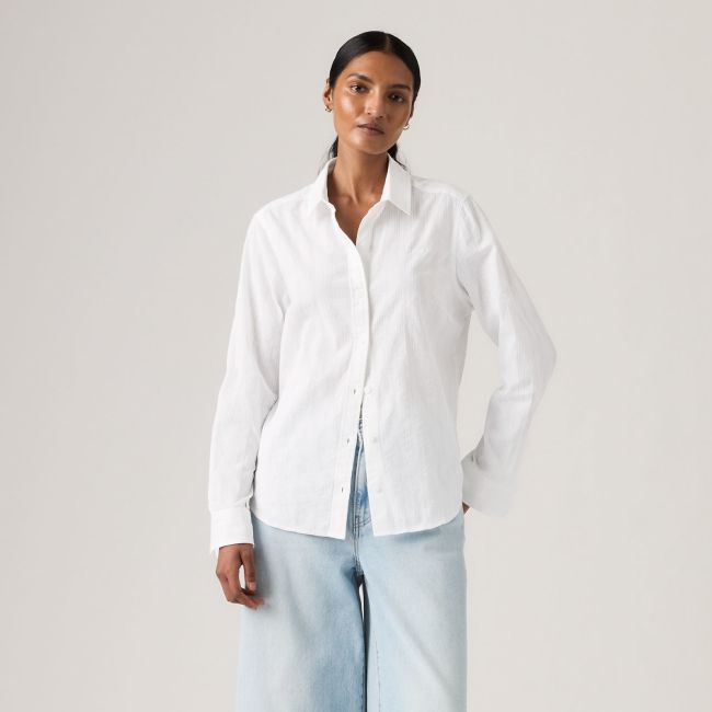 l/s classic poplin shirt Bright white seersucker