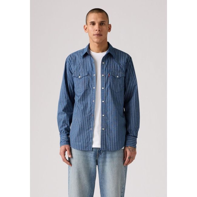 l/s geo stripe barstow western standard shirt Bjorn geo stripe estate blue