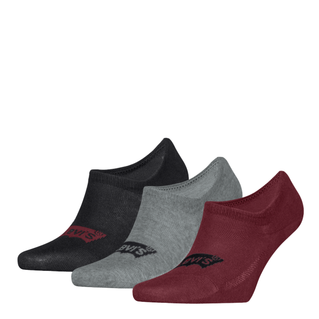 high cut batwing logo recycled cotton 3-pack footie Red/grey/black