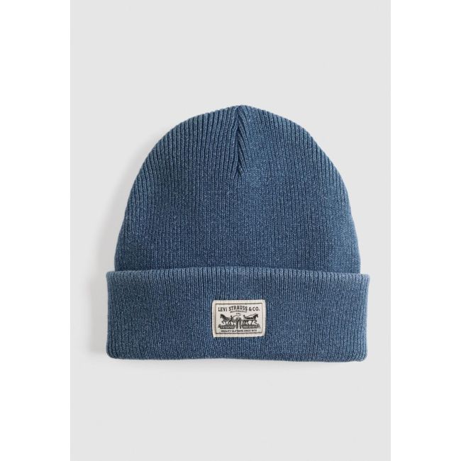 backpatch turn up beanie Dusky indigo