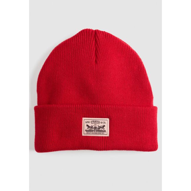 backpatch turn up beanie Rhythmic red