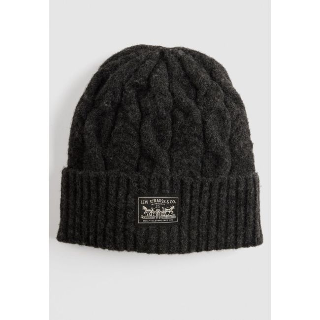 backpatch holiday cable knit beanie Light heather grey