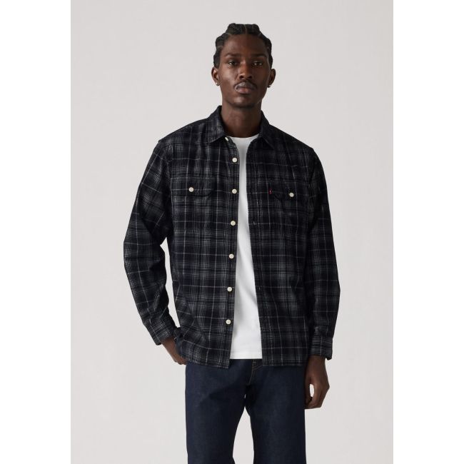l/s jackson huxley plaid corduroy worker shirt Huxley plaid jet black