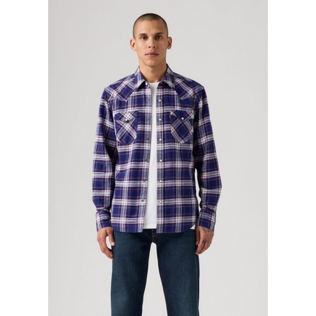 l/s barstow western standard shirt Hawley plaid blue depths twill