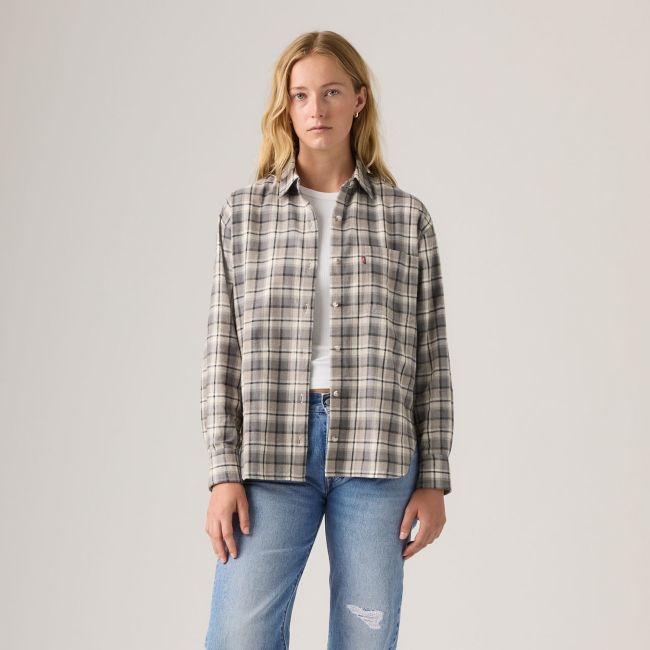 l/s odette plaid western harlie flannel shirt Noel plaid grey heather