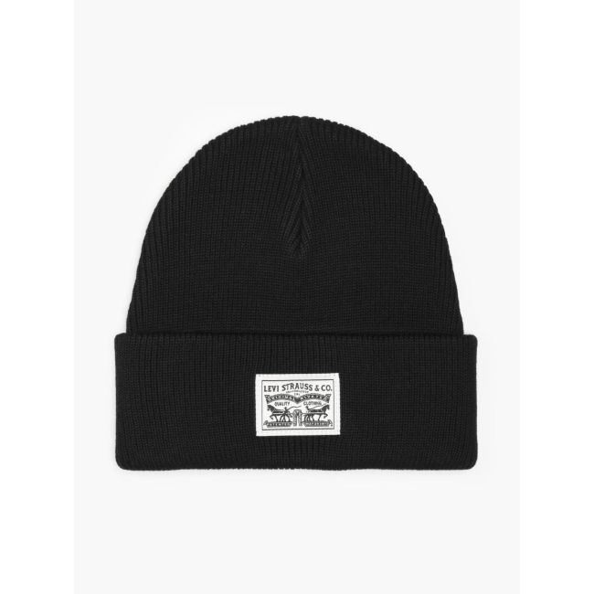 backpatch turn up beanie Caviar