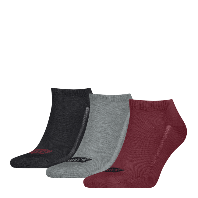 low cut batwing logo recycled cotton 3-pack sneaker Red/grey/black