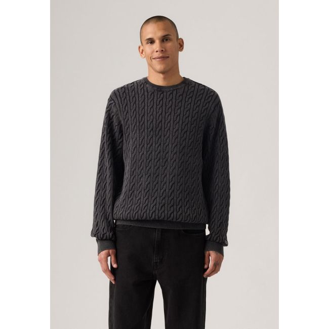 presidio crew sweater Cable rib pirate black gd cotton