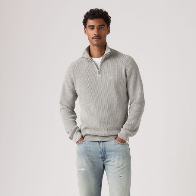 housemark quarter zip rib sweater Mid tone grey heather