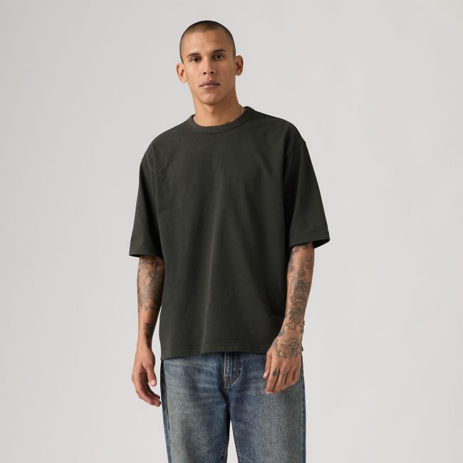 heavyweight garment dye loose t-shirt Jet black