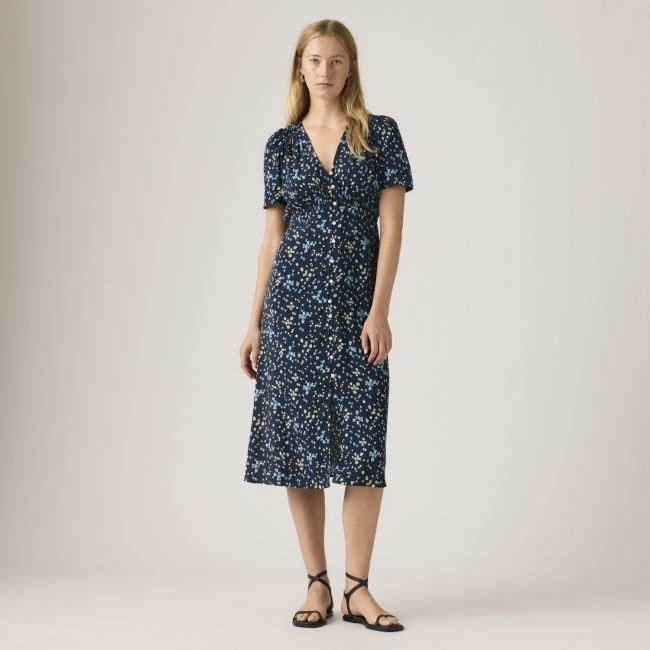 paola crepe mavis floral midi dress Mavis floral blue ashes