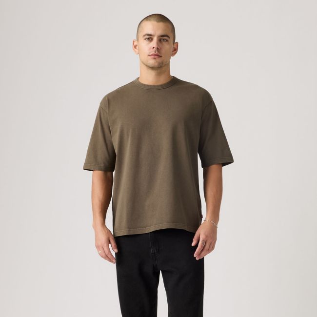 heavyweight loose t-shirt Garment dye maitake brown