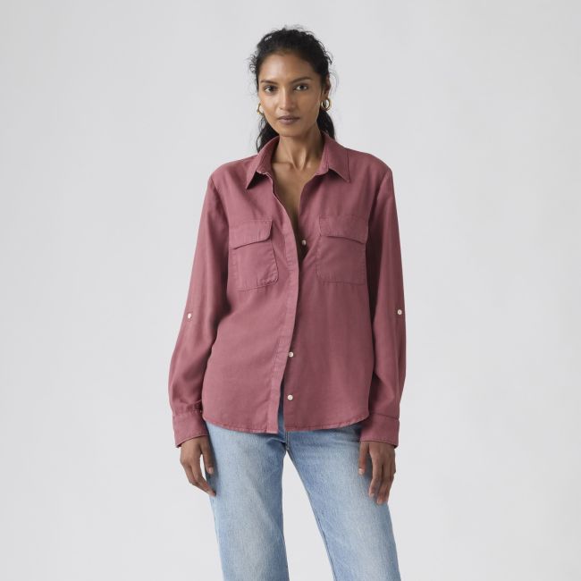l/s elaine utility garment dye shirt Crushed berry