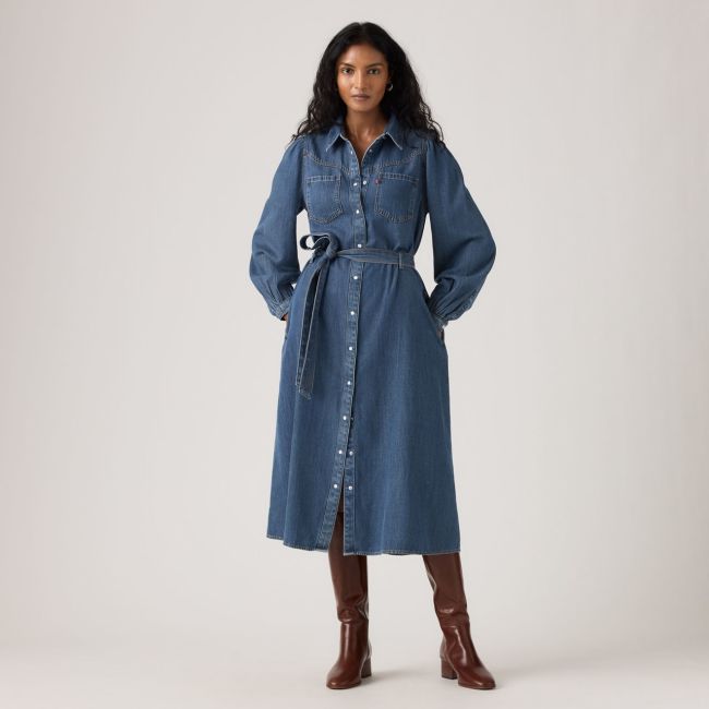 l/s journey maxi denim dress 7,25oz Celestial blue