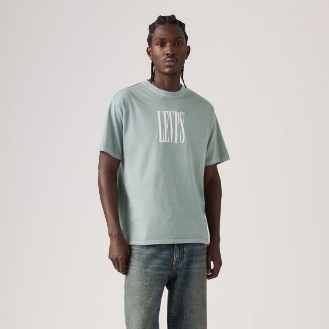 vintage fit stretched serif logo t-shirt Lead