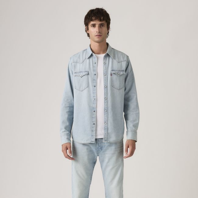 l/s barstow western standard denim shirt 8oz Solucell worn-in