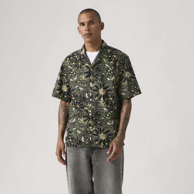 s/s sunset camp hatch floral standard shirt Hatch floral jet black