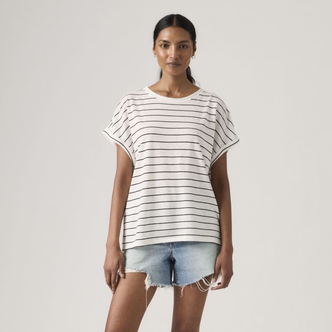 lori linen donna stripe dolman tee Donna stripe egret