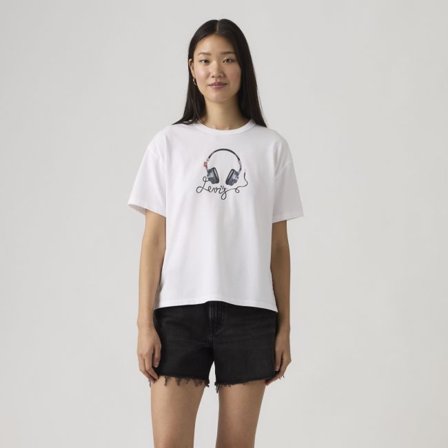 denim headphones vintage tee Denim headphones bright white