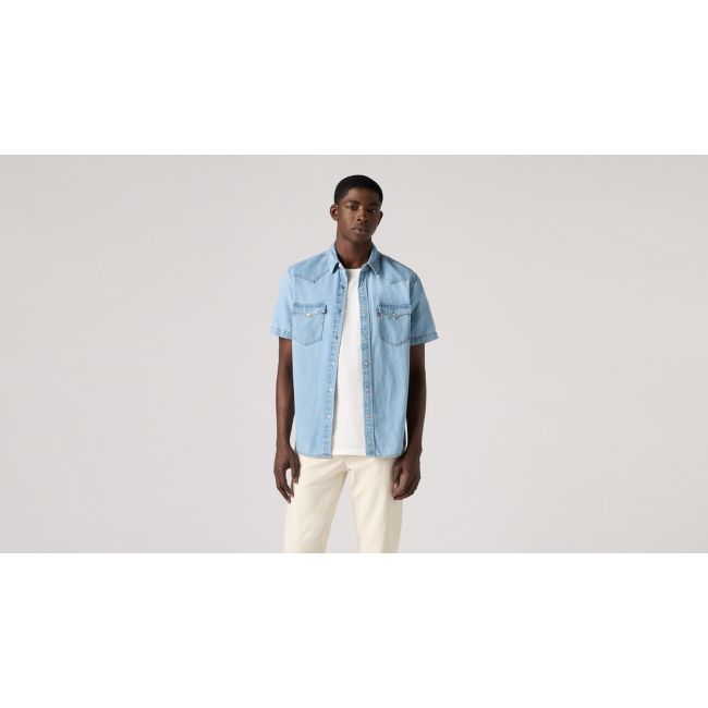 s/s classic western denim shirt Franklin stone wash