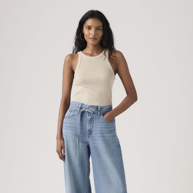 essential rib racer tank top Garment dye chateau gray