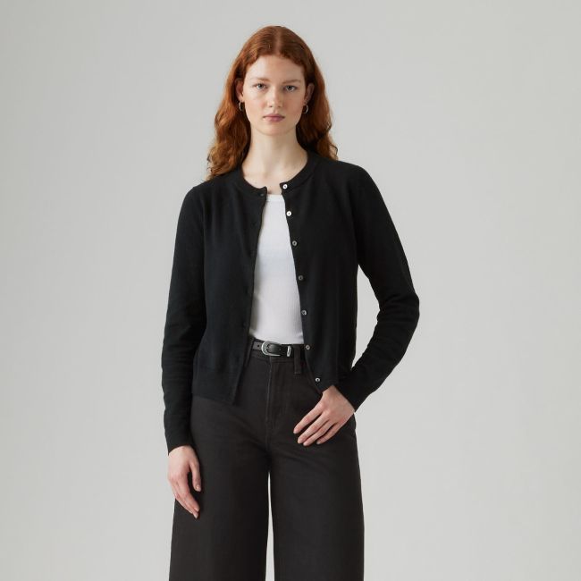 super soft crewneck cardigan Anthracite night cotton blend