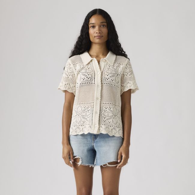 s/s susanna floral crochet shirt Pristine