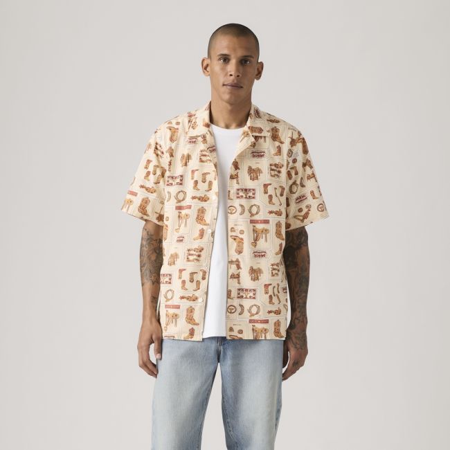 s/s sunset western wear heritage print camp standard shirt Western wear heritage print ecru