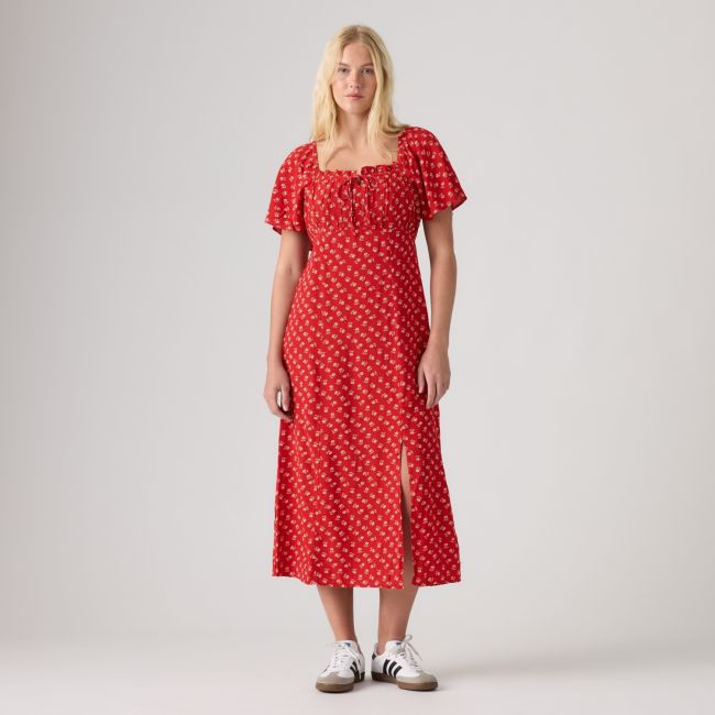 amara column flutter midi dress Angela daisy urban red crepe