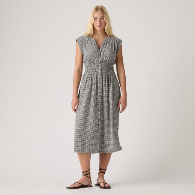 beatrice patricia check midi dress Anthracite night seersucker