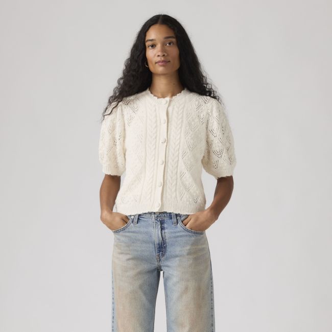 s/s pauline pointelle cardigan Tofu novelty stitch