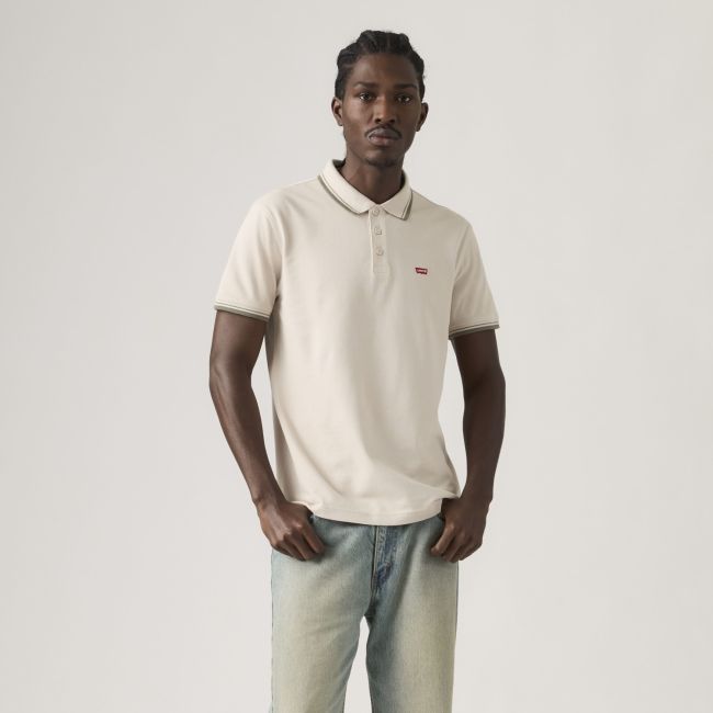 housemark wood tipping stripe pique polo Pumice stone