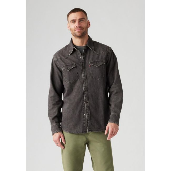 l/s barstow western standard denim shirt 9oz Black washed