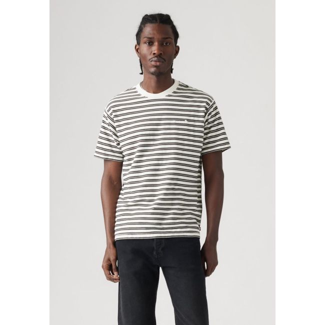 miles stripe vintage t-shirt Stripe white sand french terry