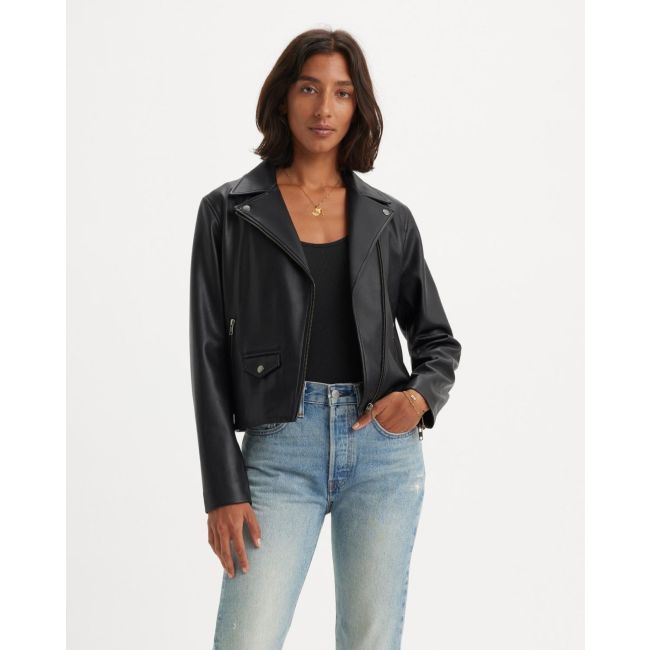 lelou shrunken moto jacket 9,5oz Caviar