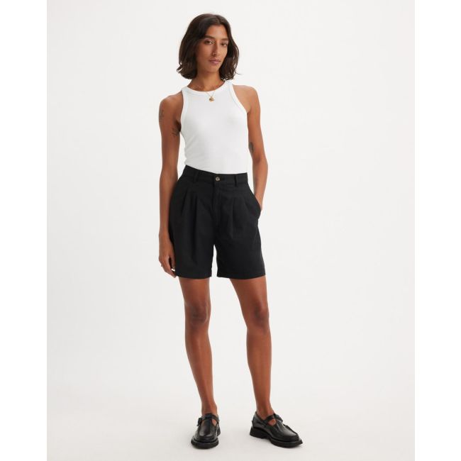 pleated trouser shorts 6,3oz Caviar